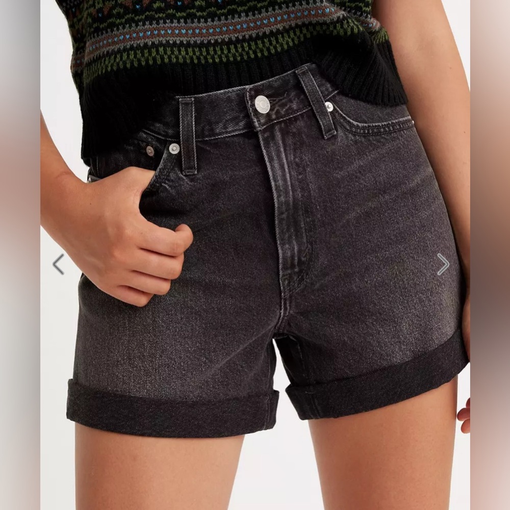 Levi’s 80s Mom Shorts Black High Rise Rolled Cuff Vintage Size 27 NWT